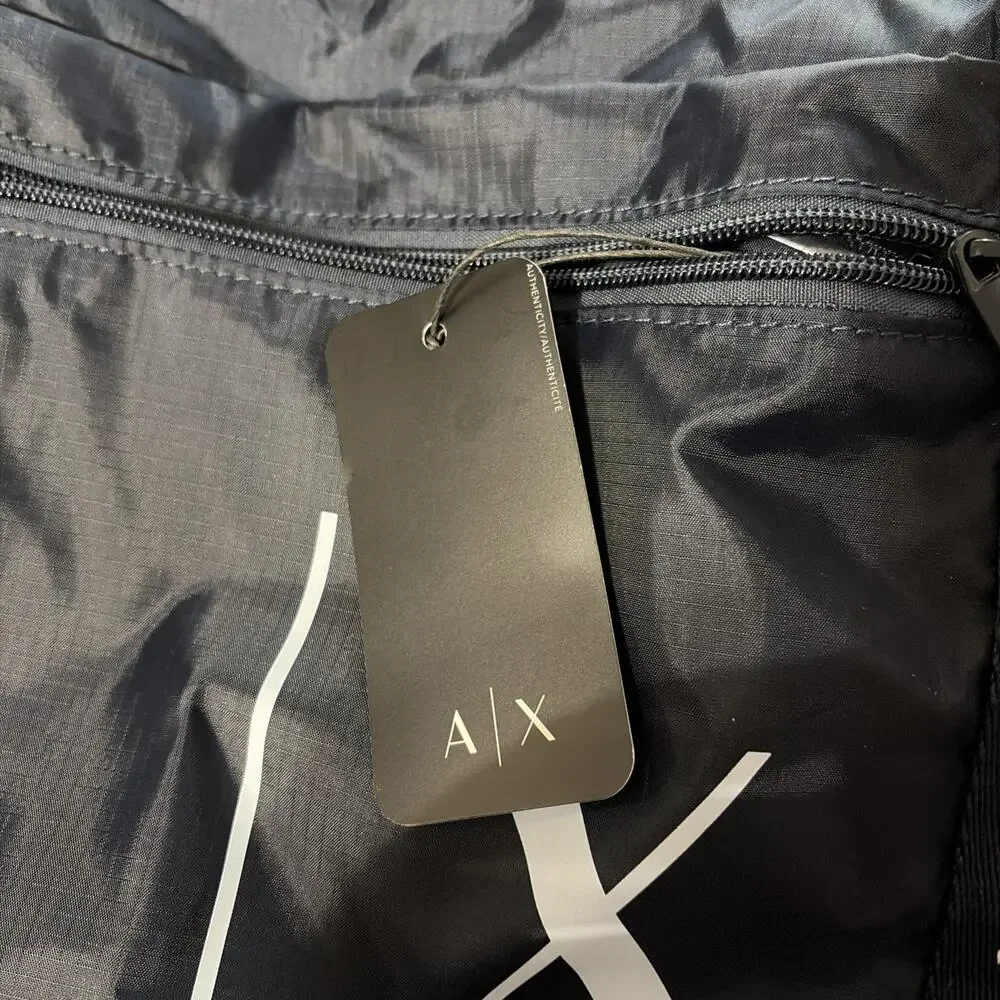 Navy Nylon Material Foldable Armani Exchange Bag NWT